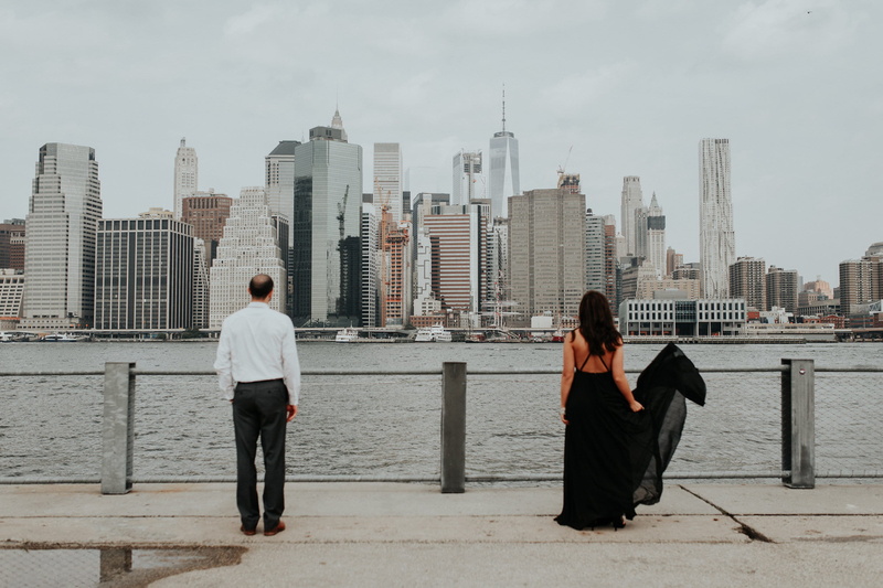 love, girl, office building exterior, river, looking out, modern, dress, nature, outdoors, together, skyscraper, tower, facing, near, city, ny, wedding