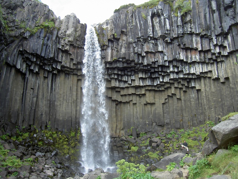 basalt, svartifoss, land, motion, waterfall, rocks, water, rock - object, no people, rock formation, fall, tranquility, mountain, rock, day, nature, scenics - nature
