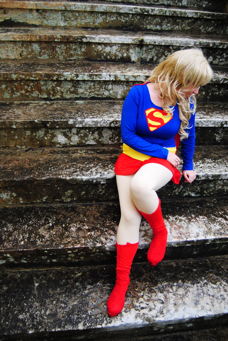 casual clothing, Superwoman, cosplay, childhood, blond hair, day, lifestyles, looking, females, child, standing, outdoors, hairstyle, full length, 4K