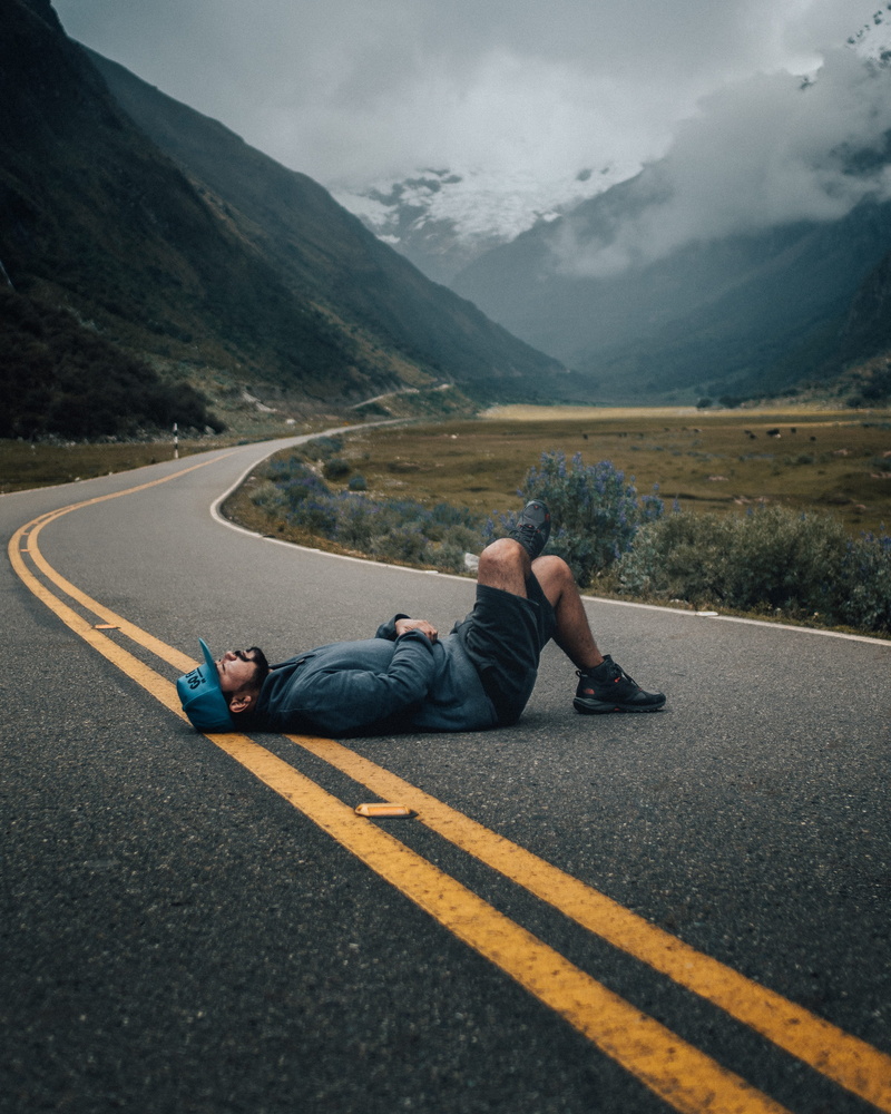 nature, travel, solitude, concrete, mountain, road, females, green, one Person, wander, sky, men, street, foggy, misty, ravine, freedom, near, asphalt
