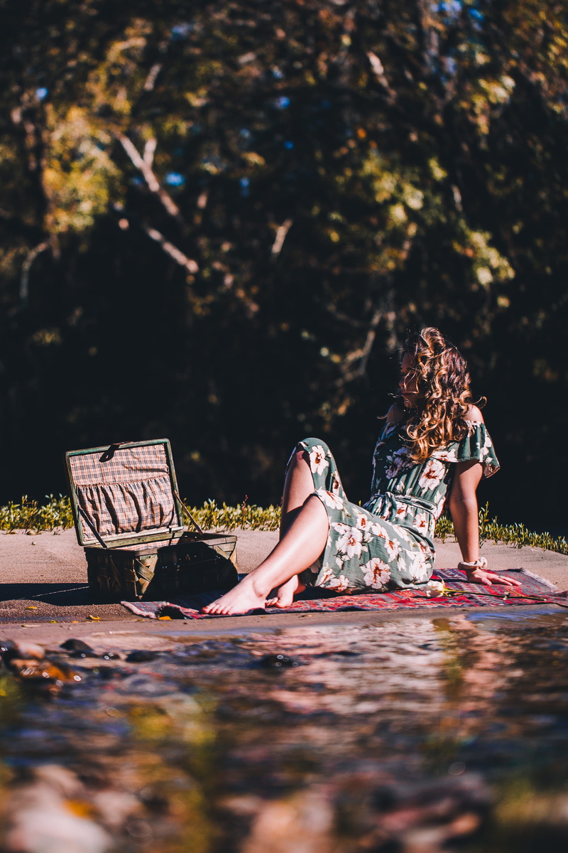 day, selective focus, tree, posing, sitting, female, summer, leisure activity, casual clothing, real people, summer vibe, nature, golden hour, females