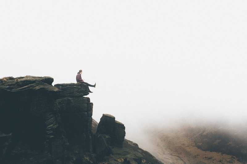 mountain, bravery, freedom, 5K, ledge, copy space, limits, rocks, leisure activity, sky, full length, hipster, one person, edge, tip, adventure, leap