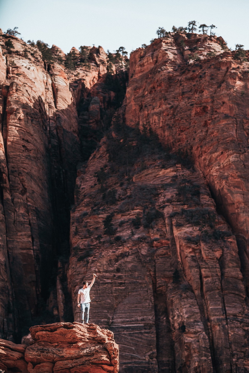 destination, outdoor, Climbing, travel, young, Top, leisure, denim jeans, Landscape, hiker, cliff, layered, one person, Adventure, rock - object, trekking