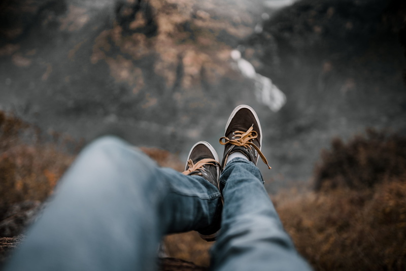 legs, mountain, from top, explore, leisure Activity, looking down, autumn, adult, hiking, footwear, extreme, relaxation, women, black, standing, sitting