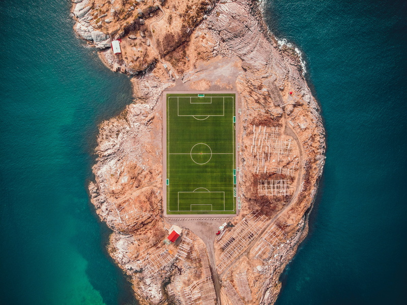 rock, beauty in nature, green color, land, 4K, island, soccer, sport, directly above, photography, vacations, aerial, beach, turquoise colored, water