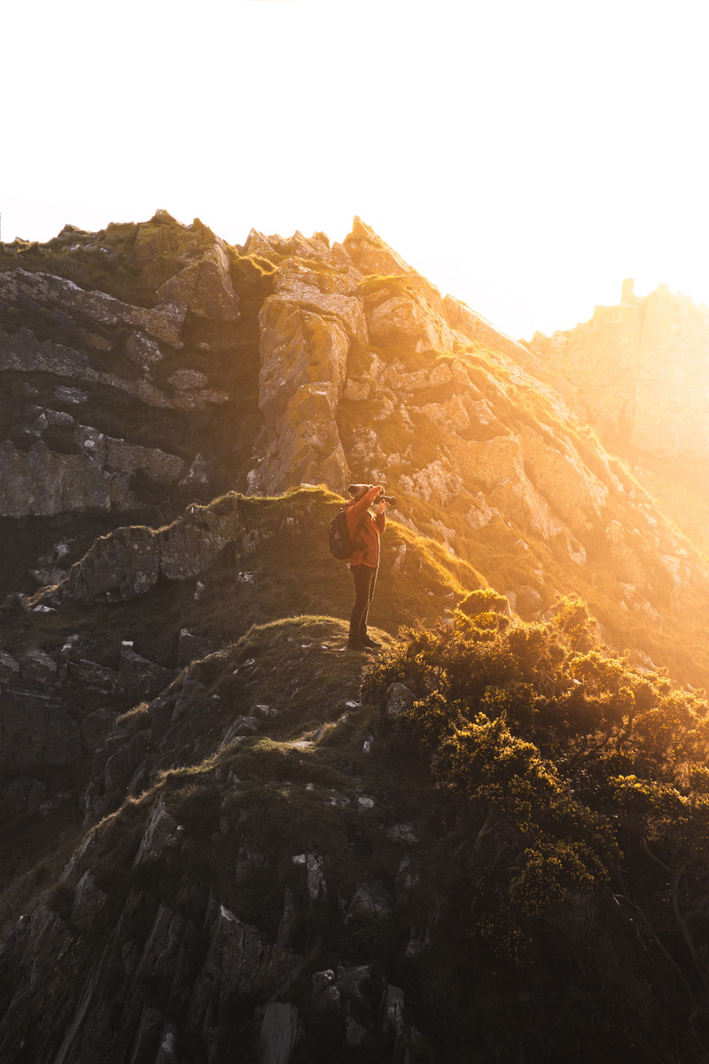 leisure activity, full length, explore, beauty in nature, backpack, scenics - nature, picture, new, hiking, daytime, adventure, solid, rock, tranquil, real people