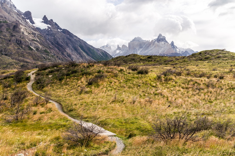 mountain ledge, parque nacional torres del paine, chile, landscape, no people, outdoors, day, travel, mountain range, cloud - sky, mountain, rural, cloud