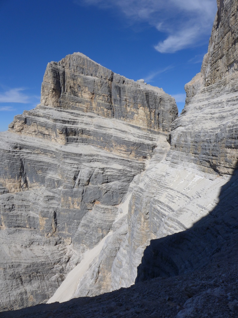 rock - object, formation, tranquility, day, physical geography, nature, ledge of grohmann, no people, pelmo, trekking, dolomites, mountain, landscape, cloud - sky