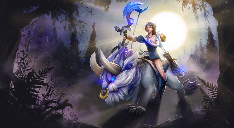 dota 2, Princess of the Moon, girl, arrows, mirana, bow, the sun, 1080P