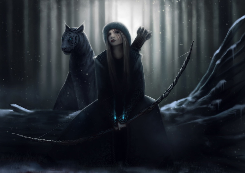 adult, portrait, fairy, animal, fashion, domestic, illustration, young adult, horror, people, evil, young women, 1080P, beautiful woman, fear, fairy Tale