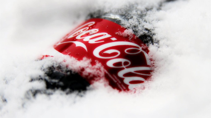 Coca-Cola, bottles, snow, 720P, logo