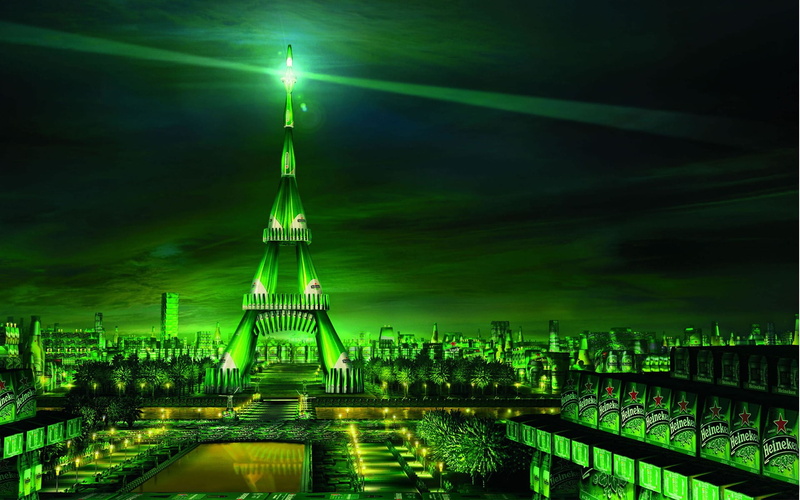 Paris, nature, tower, city, beer, bridge, no people, bridge - man made structure, green, connection, illustration, architecture, green color, spire, light beam