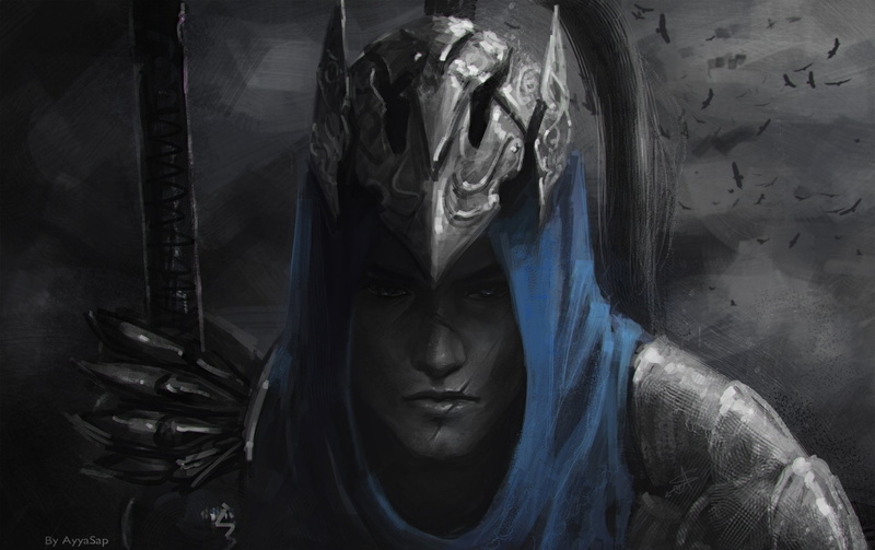 Helmet, Artorias (Dark Souls), indoors, dark, mystery, one person, women, adult, Knight, close-up, creativity, fear, human body part, headshot, front view