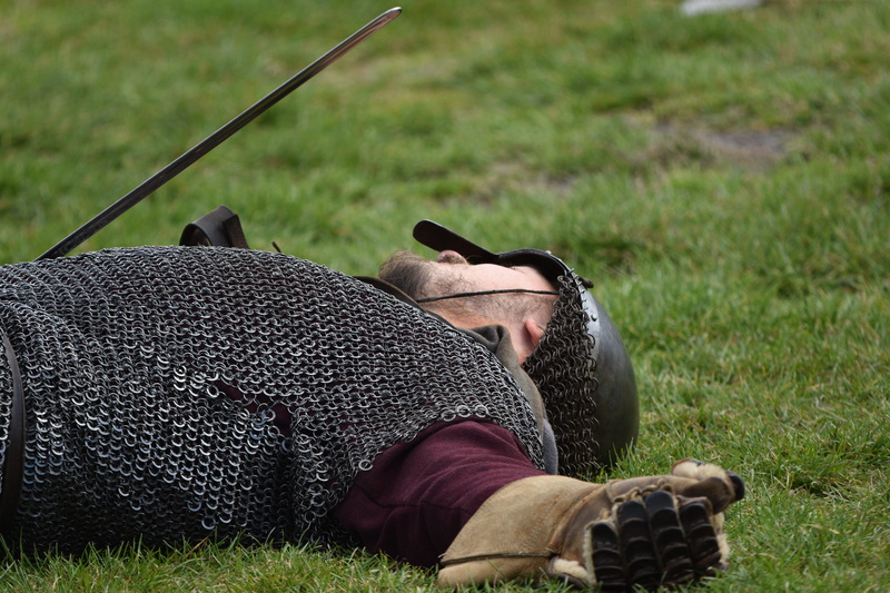 injured, one person, historical, helmet, fight, war, viking, weapons, armed, glove, warrior, sword, battle, mammal, casual clothing, leisure activity, field