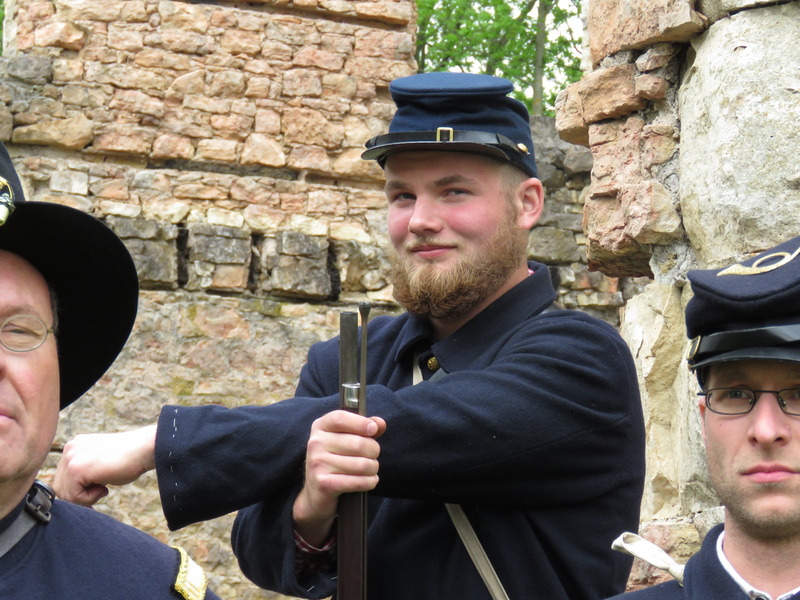 brick, standing, uniform, 4K, stone wall, cap, adult, architecture, history, real people, headshot, young women, young adult, holding, union, wall, young men