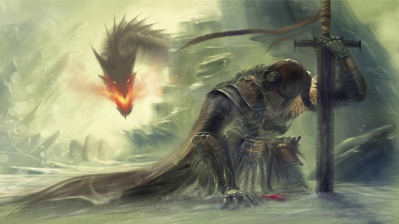 1080P, fantasy, dragon, medieval, sword, drawing, hd, knight