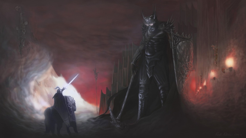 morgoth, fantasy, giant, hd, knight, fingolfin, 1080P, drawing, medieval