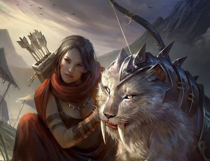 Video Game, Girl, Saber-Toothed Tiger, Hunter, 1080P, Woman Warrior, Legend Of The Cryptids