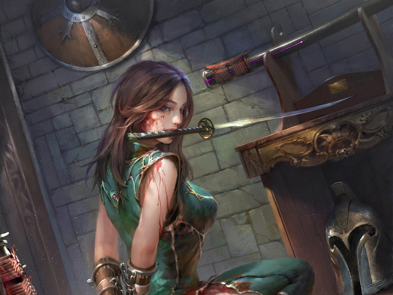 Katana, Legend Of The Cryptids, Girl, Woman Warrior, Brown Hair, Blood, 1080P, Video Game