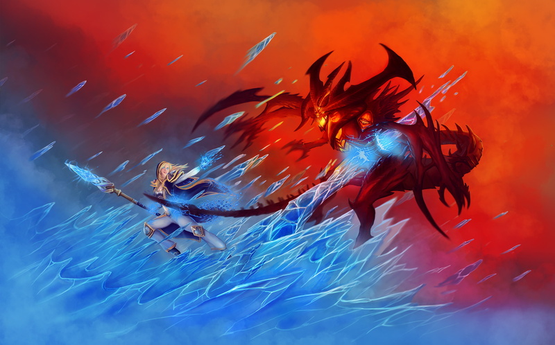 the demon, World of Warcraft, wow, Jaina, MAG, ice, blizzard, Jaina Proudmoore, fantasy, Heroes of the Storm, 2K, fire, Warcraft, diablo