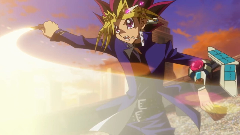 one person, built structure, cards, human representation, Yugi Moto, sky, nature, movies, building exterior, day, 1080P, anime, futuristic, Yu-Gi-Oh, animation