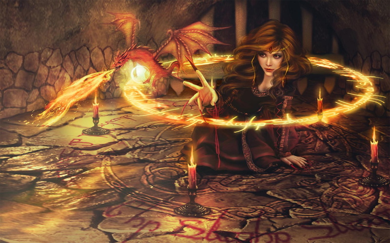 background, poster, magic, witch, dragon, fantasy, 1080P, sorceress