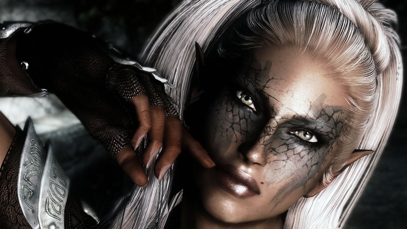 Dark, White Hair, 1080P, The Elder Scrolls, Pointed Ears, Elf, Woman, Grey Eyes, Long Hair, The Elder Scrolls V: Skyrim, Fantasy, Video Game