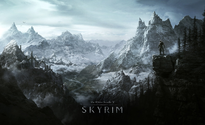 scenics - nature, communication, rock - object, sky, non-urban scene, formation, mountain range, the elder scrolls v skyrim, sign, winter, digital, video