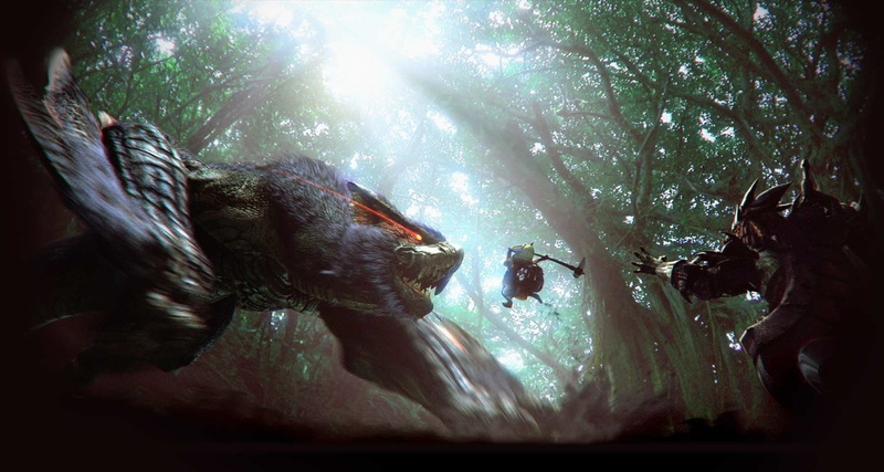 land, Monster Hunter, tree, water, plant, lifestyles, 720P, outdoors, vertebrate, animal wildlife, sunlight, people, forest, animals in the wild, one animal