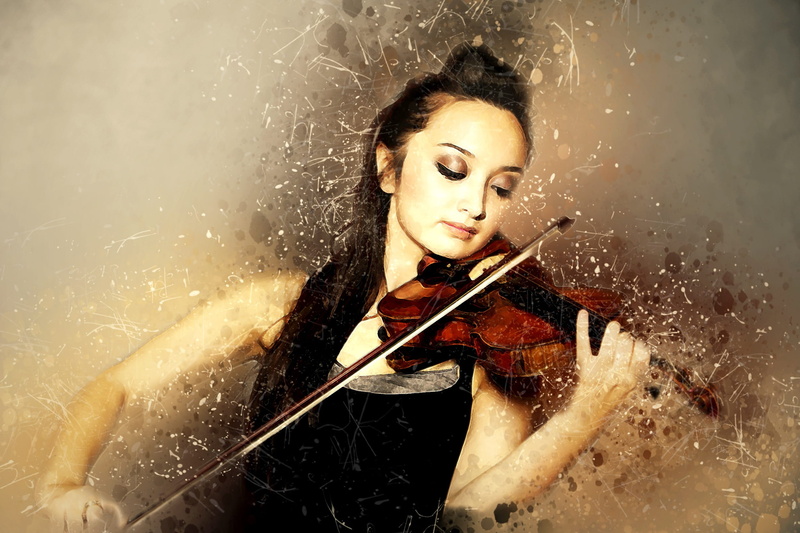 entertainment, playing, solo violinist, portrait, violin, classical, women, musician, spaghetti, music, artist, strap, digital art, young women, sound