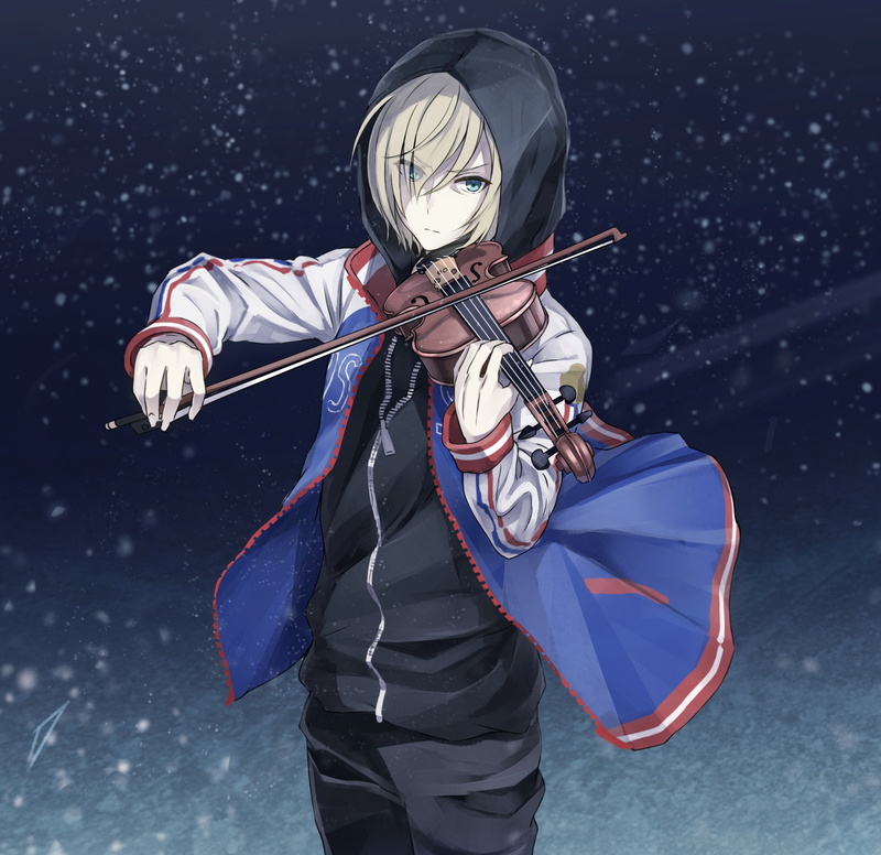 1080P, standing, Anime, plisetsky yuri, hood, playing, yuri on ice, clothing, outdoors, nature, three quarter length, one person, headwear, cold temperature
