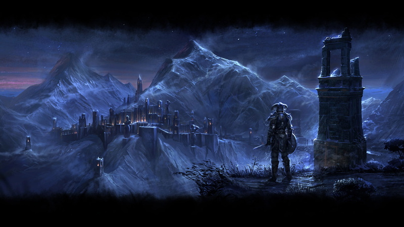 outdoors, art and craft, illuminated, architecture, winter, night, 1080P, snow, cold temperature, The Elder Scrolls Online, representation, built structure