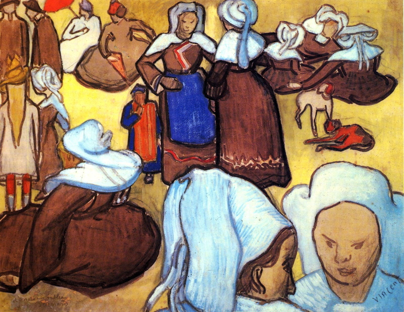 after Emile Bernard, Vincent van Gogh, Breton Women, nuns, 2K