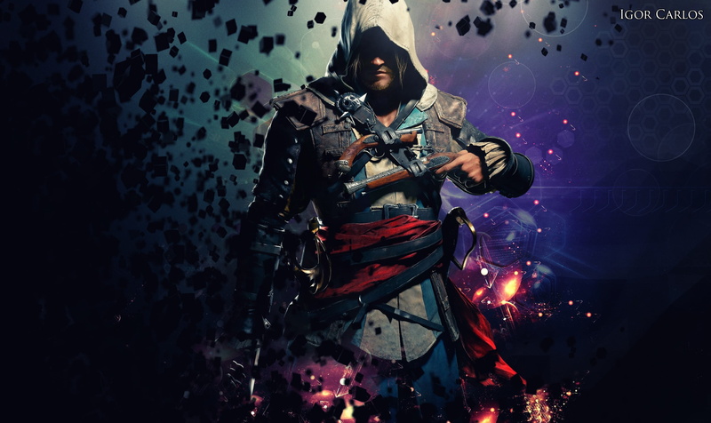 security, digital, men, occupation, adult, holding, indoors, sign, Edward Kenway, creed, one person, three quarter length, digital composite, weapon, night