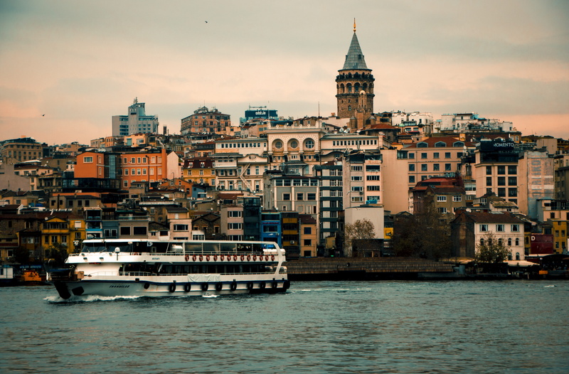 bosporus, sunset, galata, built structure, cruise ship, architecture, no people, mode of transportation, waterfront, cityscape, tower, outdoors, building