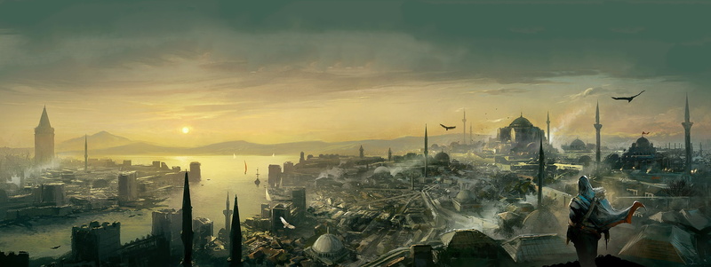 financial district, cityscape, building exterior, built structure, 2K, mosques istanbul turkey assassins creed revelations halic galata artwork, architecture