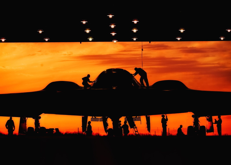 maintenance, military, unrecognizable person, group of people, air force, fixing, orange color, b-2 stealth, back Lit, cooperation, Transportation, nature