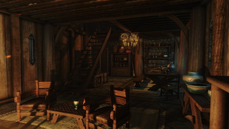door, wood, entrance, absence, architecture, table, furniture, The Elder Scrolls V: Skyrim, day, building, chair, restaurant, The Elder Scrolls, domestic room