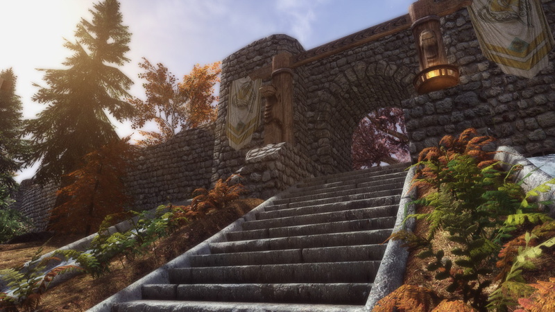 built structure, railing, staircase, SLMP, religion, plant, spirituality, nature, sky, place of worship, no people, Bethesda Softworks, tree, history, belief