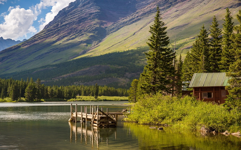 Mountains, USA, Lake, Montana, Park, National, Trees, hike, 1080P, Glacier