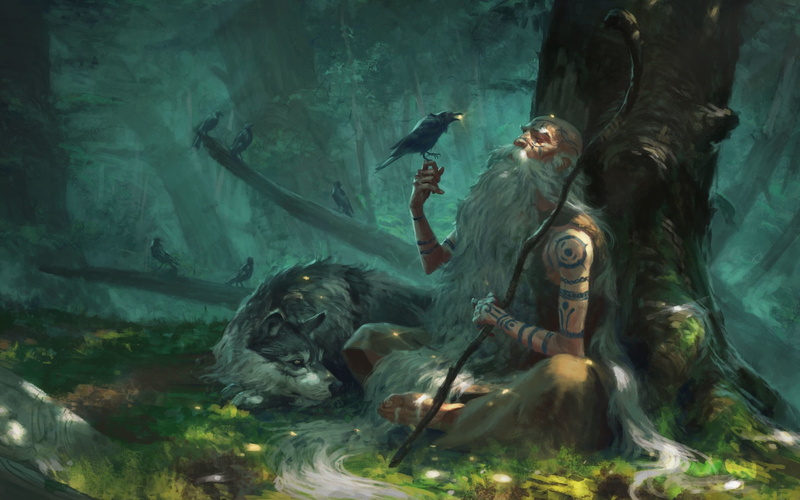 Little gifts, forest, art, fantasy, the elder, Manuel Castañón, the hermit, 1080P