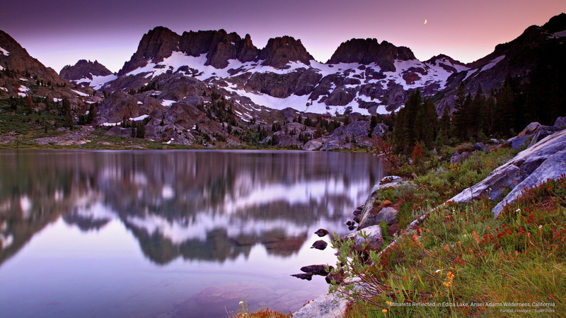 reflected, california, adams, wilderness, lake, 2K, ansel, Mountains, minarets, ediza