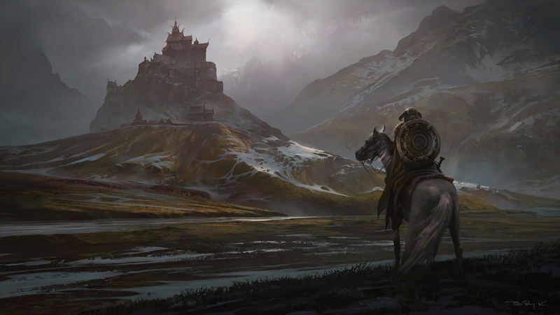 The Elder Scrolls V: Skyrim, sword, horse, video games, Whiterun, castle, The Elder Scrolls, shield, snow, 1080P, mountains