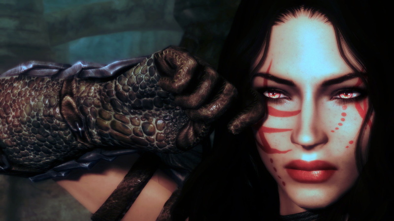 screen shot, 1080P, pink eyes, Bethesda Softworks, black hair, The Elder Scrolls, warrior girls, The Elder Scrolls V: Skyrim, dragonborn, video game characters