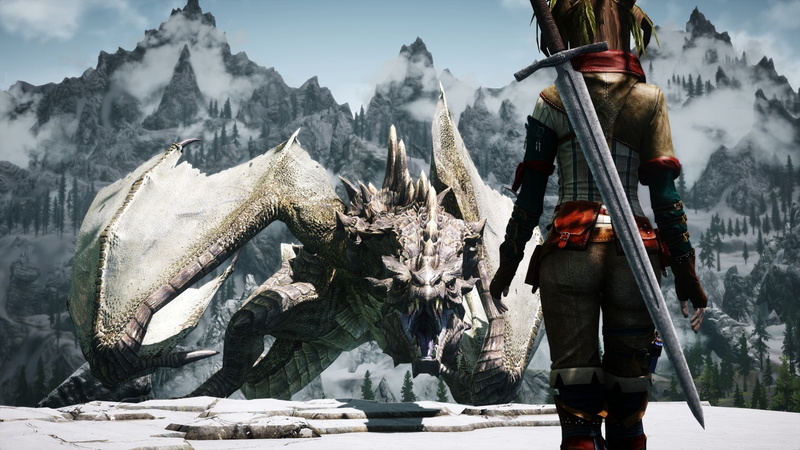 one person, day, representation, mountain, warm clothing, architecture, men, lifestyles, dragon, The Elder Scrolls V: Skyrim, 3d, women, tourism, sculpture