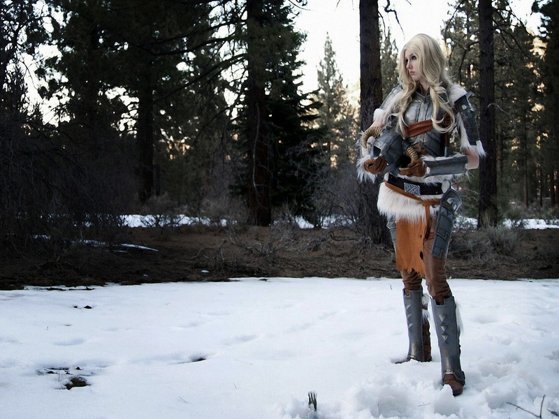skyrim, dovahkiin, cosplay, women, blondes, scrolls, 720P, elder