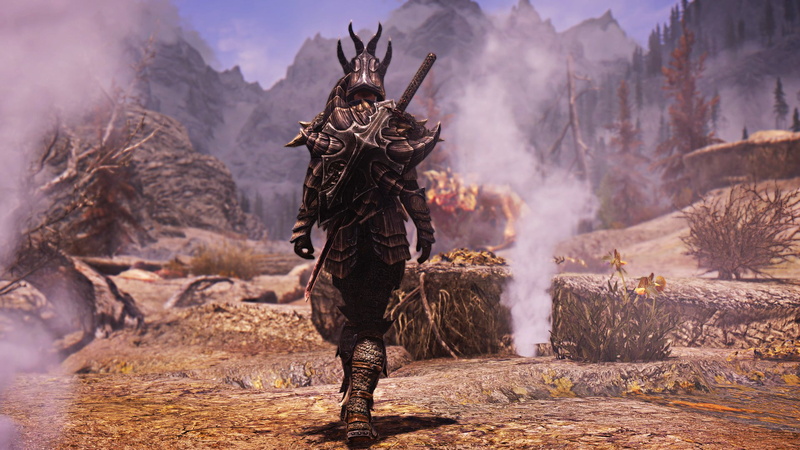 shield, dragonborn, video game characters, The Elder Scrolls, sword, wasteland, The Elder Scrolls V: Skyrim, mountains, screen shot, mist, 1080P, dovahkiin