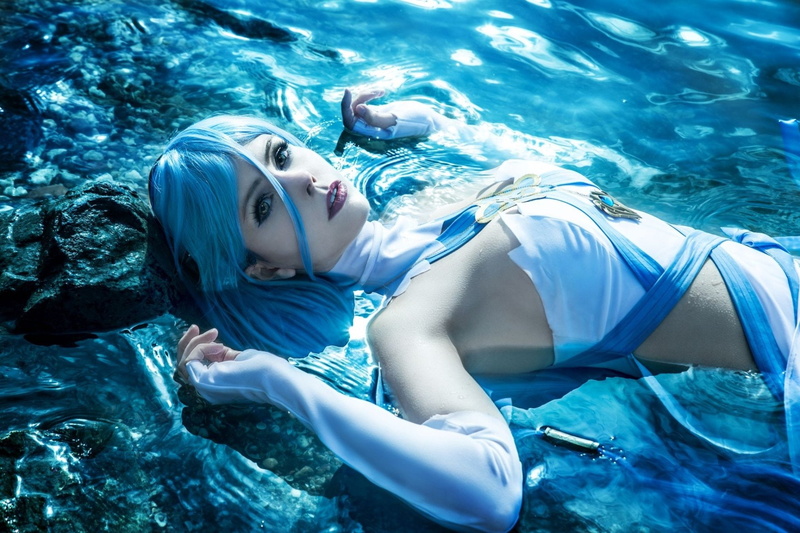 looking at camera, Girl, young adult, Cosplay, Woman, young women, beautiful woman, 1080P, sea, swimming pool, Fire Emblem, Fantasy, one person, adult