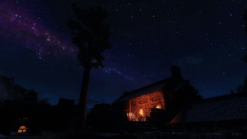 aurorae, The Elder Scrolls V: Skyrim, 1080P, ENB, night, video games