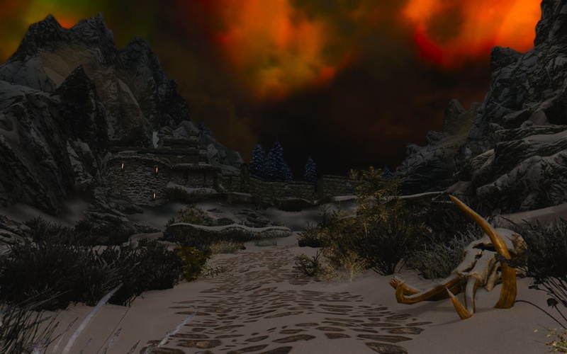 building, scenics - nature, tranquil scene, architecture, tree, The Elder Scrolls V: Skyrim, sky, no people, Valley, belief, history, water, ENB, 720P